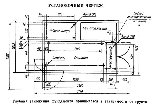 Установочне креслення заточувального верстата 3Б662ВФ2